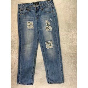 Costa Blanca Size 27 Fit Boyfriend Womens Jeans Medium Wash Rip Torn Dis…